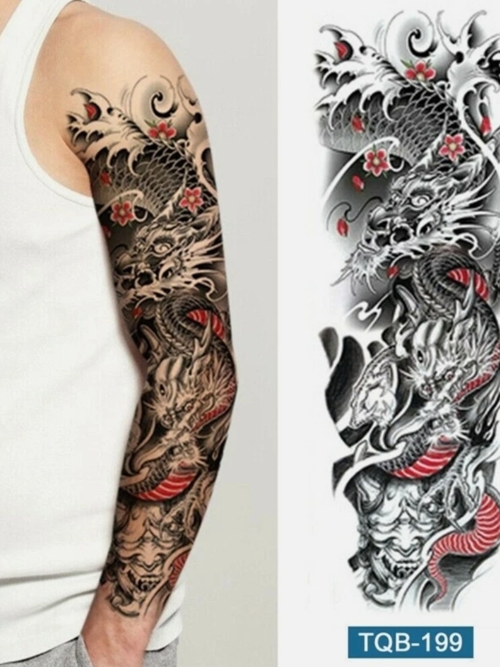 Full Sleeve Dragon Temporary Tattoo - Picture 1 of 3